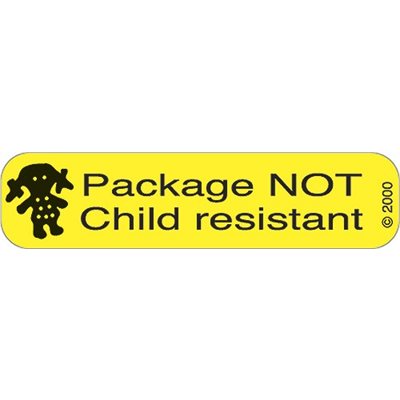 Caution Container Not Child Resistant Medication Pharmacy Warning Labels  .5 x 1.5