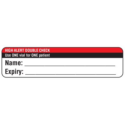 High Alert Double Check Labels