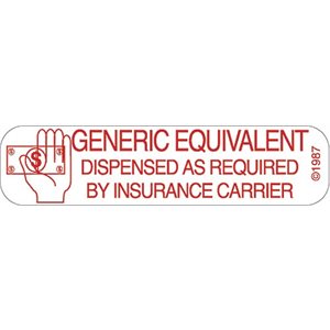Label "Generic Equivalent Dispensed as Required by…"