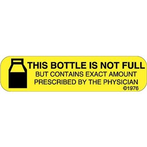 Label "This Bottle is Not Full but Contains Same…"
