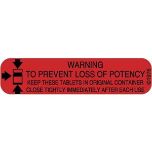 Label "To Prevent Loss of Potency keep Tablets,…"