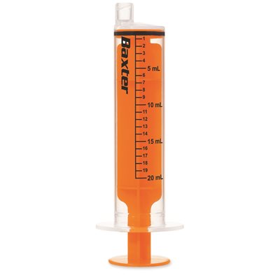 Enteral Syringe with ENFit Connector 20 mL, Clear with Orange Plunger