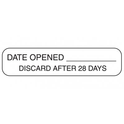  Date Opened Discard After 28 Days Labels