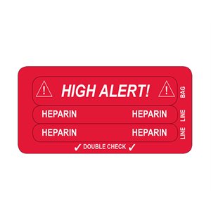  IV Line Tracing Piggyback Labels, Heparin