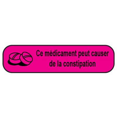 Causer Label: Ce médicament peut causer de la constipation