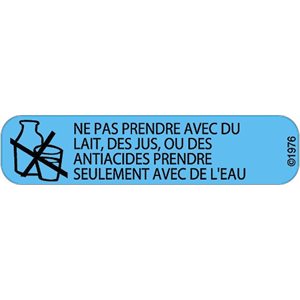 French Label: "Don't take with milk / ju"