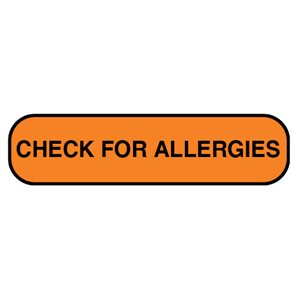 Label: "CHECK FOR ALLERGIES"