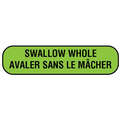 Label: "SWALLOW WHOLE AVALER SANS LE MÂCHER"
