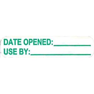 Label: "Date Opened / Use By"