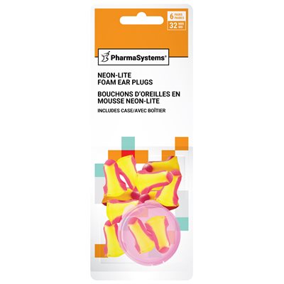 Neon-Lite T-Shaped Ear Plugs, 6 Pairs