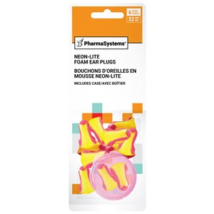 Neon-Lite T-Shaped Ear Plugs, 6 Pairs