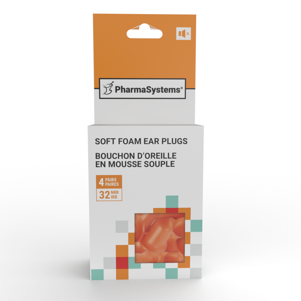 Soft Foam Orange Ear Plugs, 4 Pairs