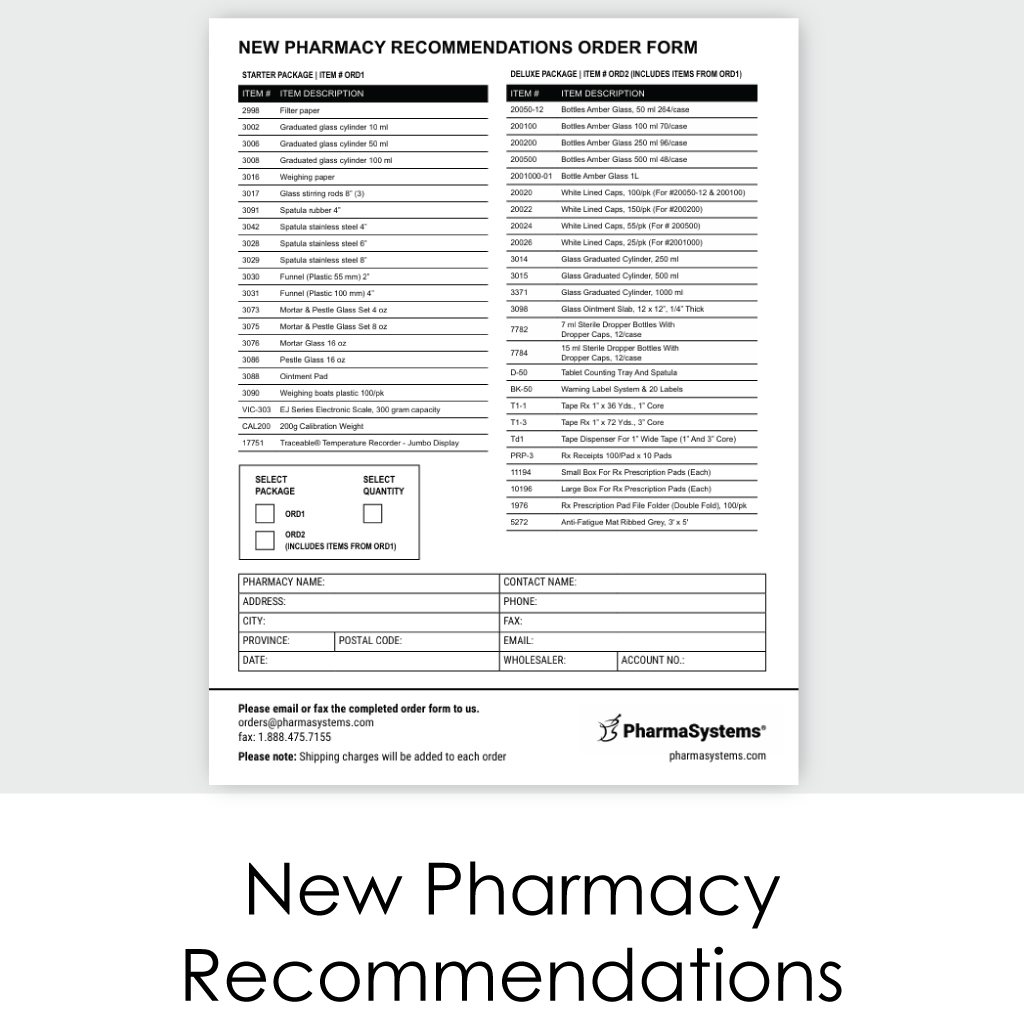 New Pharmacy Recommendations - Order Form for Email or Fax