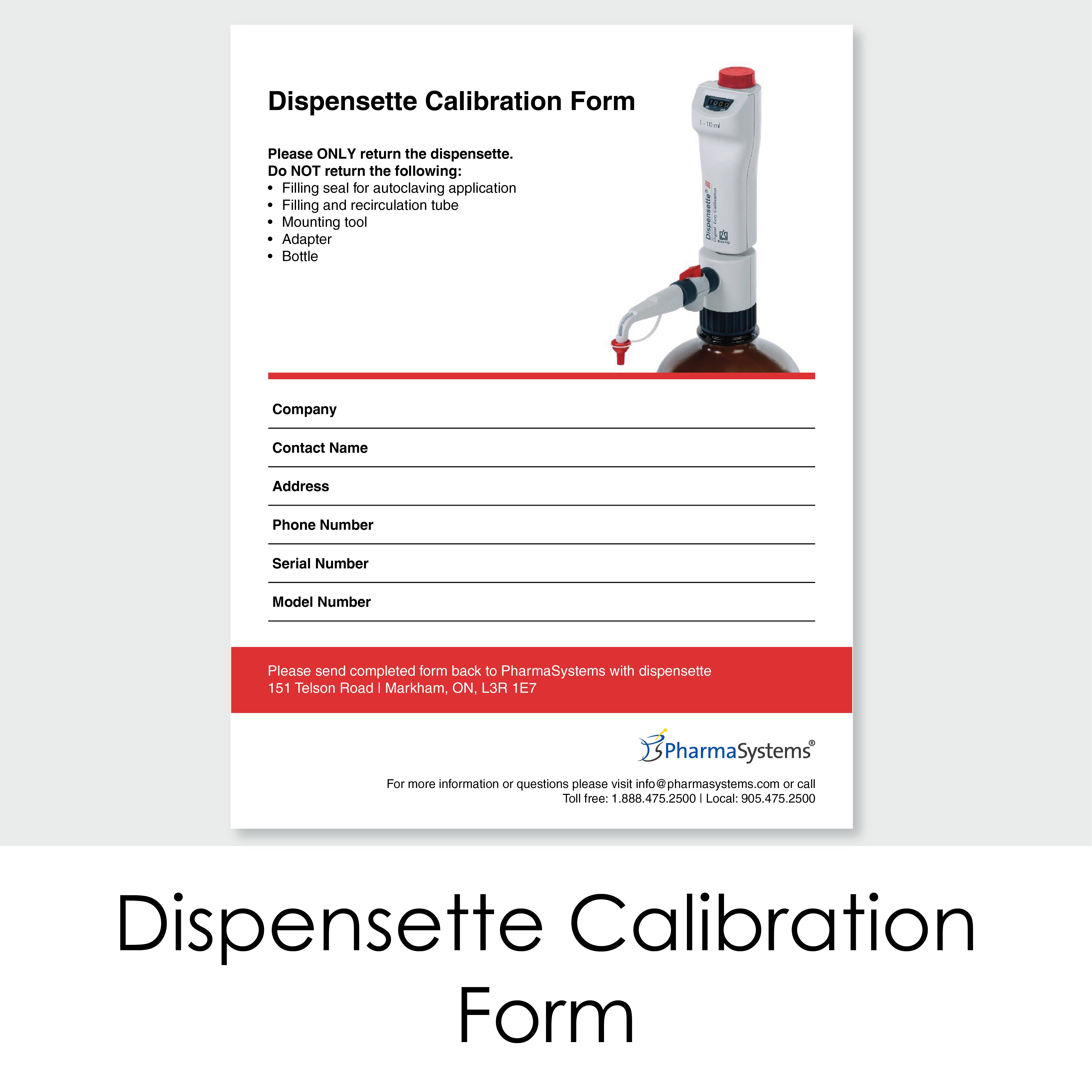 PharmaSystems Dispensette Calibration Form - 1 PharmaSystems Dispensette Calibration Form - 1