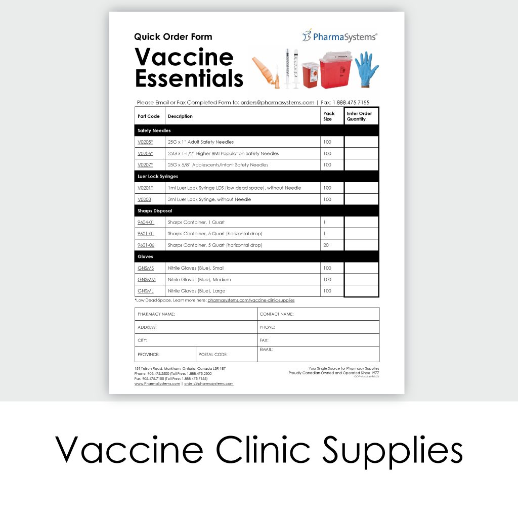 Vaccine Clinic Supplies - Order Form for Email or Fax